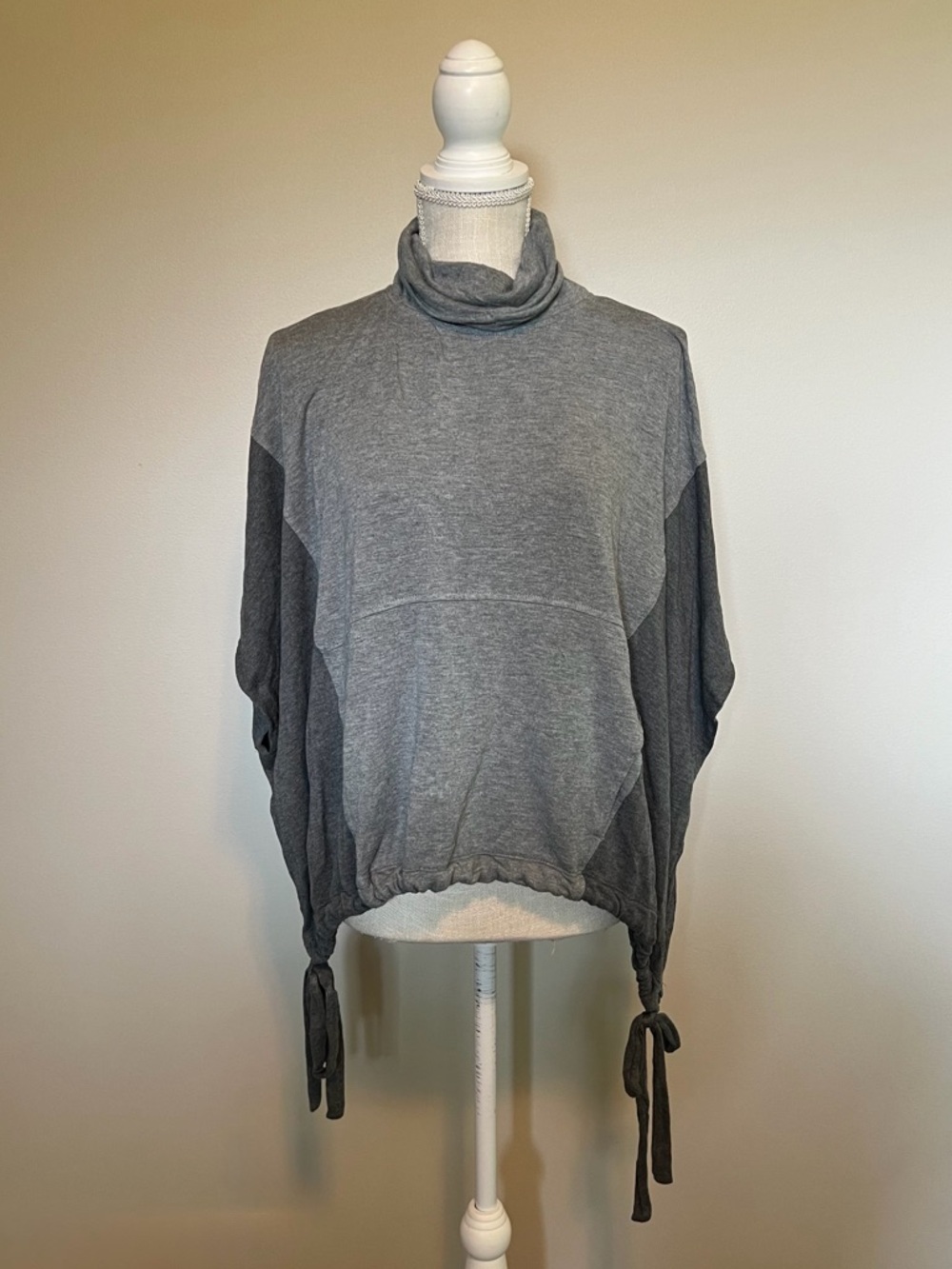 Lou & Grey Heather Gray Draped Turtleneck Top